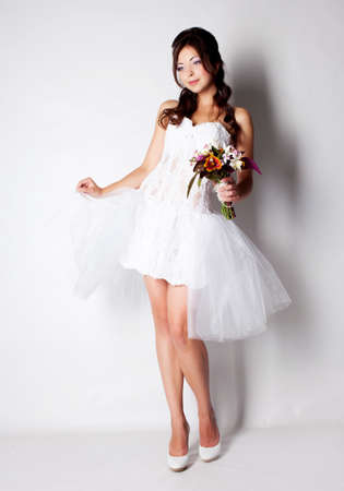 Beautiful bride portrait in studioの写真素材