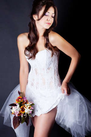 Beautiful bride portrait in studioの写真素材