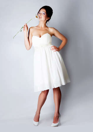 Bride portrait in studio on black backgroundの写真素材