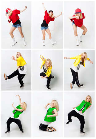 Beautiful girl dancing hip-hop in studioの写真素材