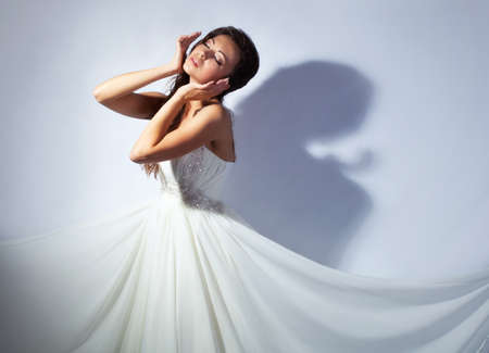 Beautiful bride portrait in studioの写真素材