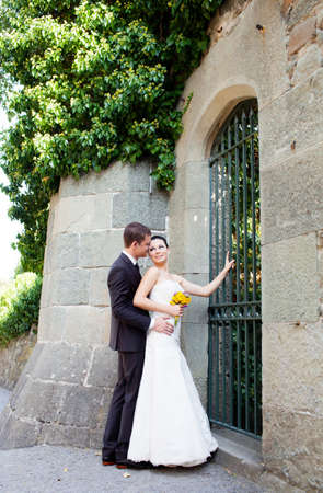 Bride and groom outdoor portraitの写真素材