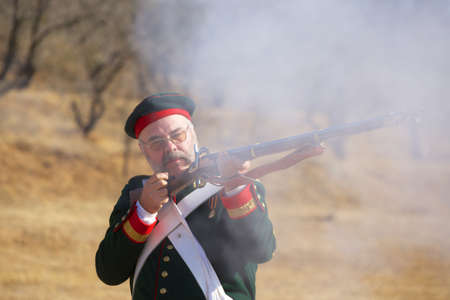 SEVASTOPOL SEPTEMBER OF 2012. Russian soldier on historical reconstruction of Battle of Alma  Crimea...