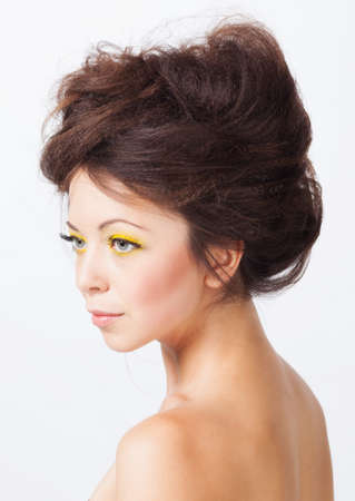 Beautiful brunette portrait in studioの写真素材
