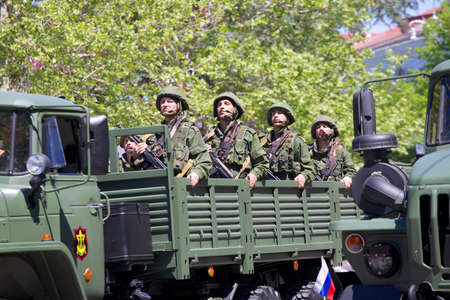 SEVASTOPOL, UKRAINE - MAY 9: Victory Day. The parade of veterans in honor of 68 anniversary of the...