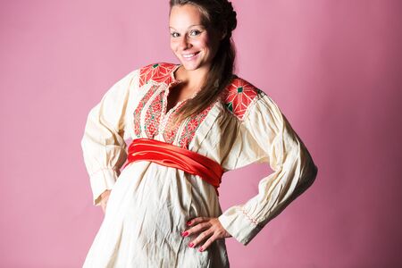 Pregnant woman in studioの写真素材