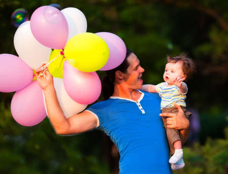 Father playing with sonの写真素材