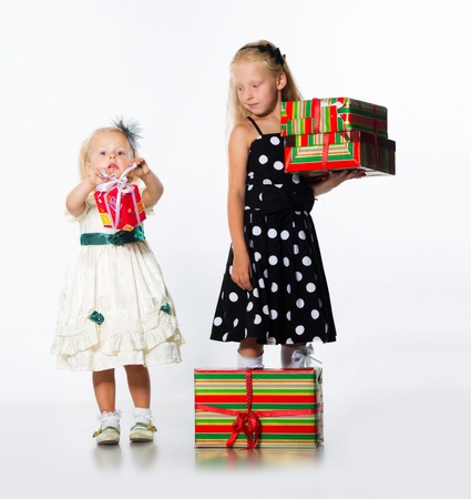 Little girls portrait isolated on whiteの写真素材