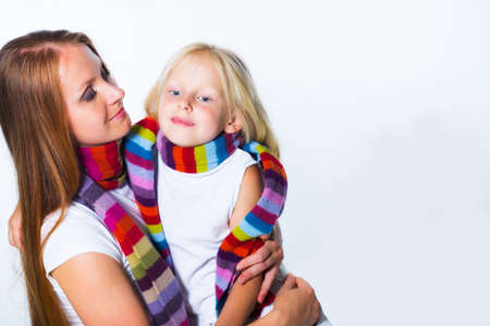 Mother with daughter in studioの写真素材