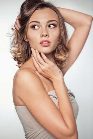 Beautiful model portrait in studioの写真素材
