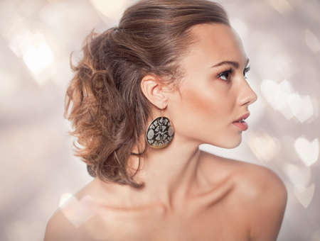 Beautiful model portrait in studioの写真素材