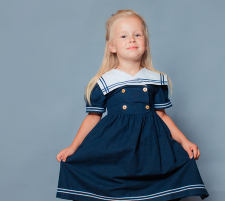 Little beautiful girl portrait in studioの写真素材