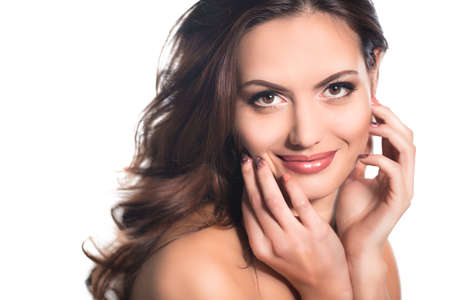 Young woman with perfect skin portraitの写真素材