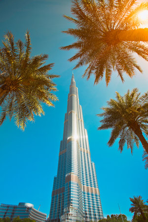 Burdj Khalifa tower in downtown Dubai cityのeditorial素材