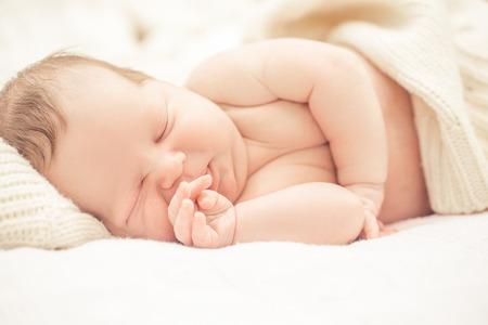Sleeping infant boyの写真素材