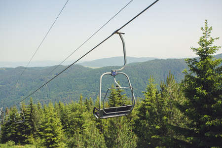 Ski lift chair at summer time. Pirin mountains, Bulgaria