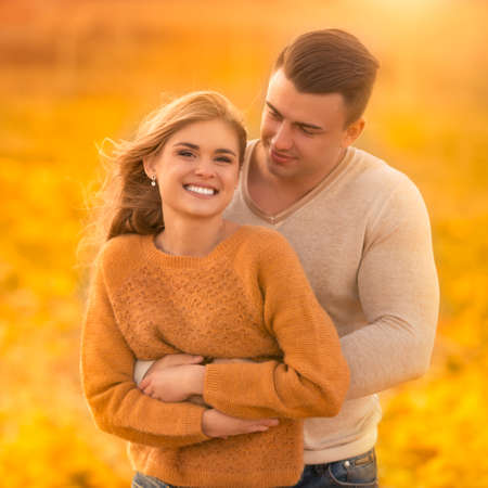 Two young people in loveの写真素材