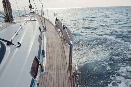 Luxury yacht sailing in the tropical seaの写真素材
