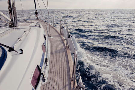 Luxury yacht sailing in the tropical sea