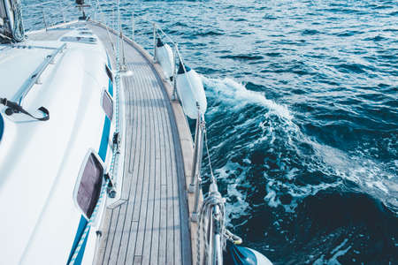 Luxury yacht sailing in the tropical seaの写真素材