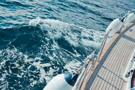 Luxury yacht sailing in the tropical seaの写真素材