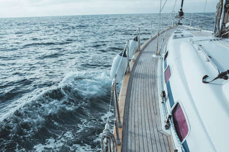 Luxury yacht sailing in the tropical seaの写真素材