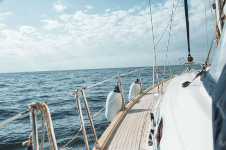 Luxury yacht sailing in the tropical seaの写真素材
