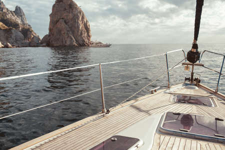 Luxury yacht sailing in the tropical seaの写真素材