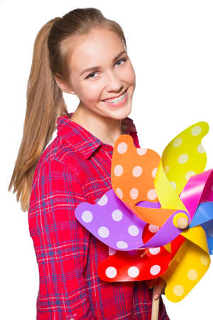 Portrait of teen girl showing dental braces.の写真素材