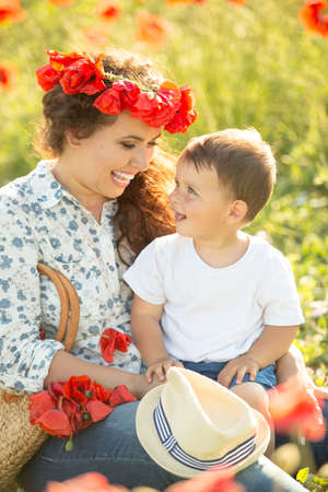 Young mother with her sonの写真素材
