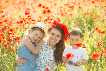 Young mother with her children