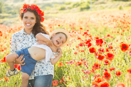 Young mother with her sonの写真素材