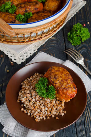 Meatballs with cabbage. Lazy cabbage rollsの写真素材