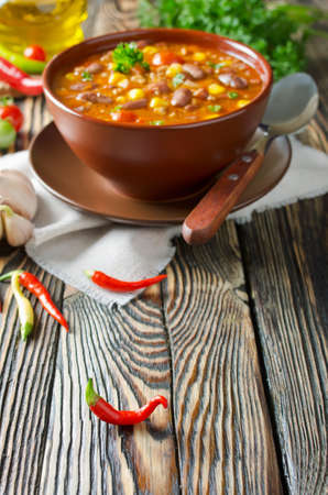 Mexican dish Chili Con Carne in plateの写真素材