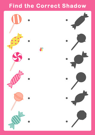 Find the correct shadow. Shadow matching game for kids. Educational game for children.の写真素材