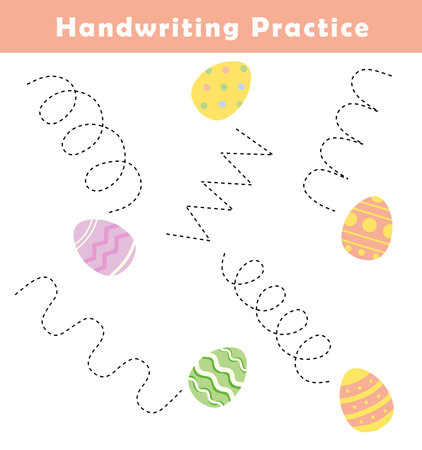 Handwriting practice sheet. Basic writing. Educational game for children. Handwriting practice worksheets for kids.の写真素材