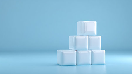 3d rendering of white cubes on blue background. Computer digital drawing.の素材