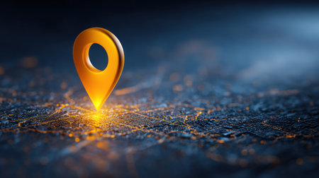 Yellow location pin on map. Map navigation concept. 3D renderingの素材