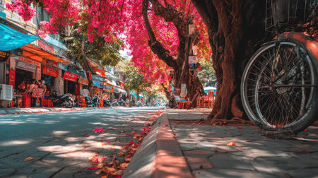 Hanoi old town street view in Vietnamの素材
