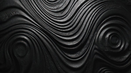 abstract black background with waves and holes. 3d render illustrationの素材