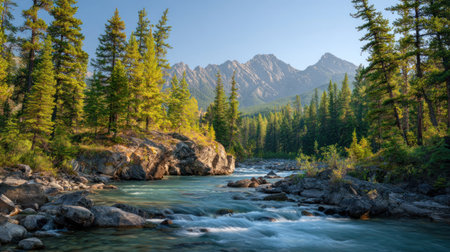 Mountain river in the Altai mountains. The concept of active and photo tourismの素材
