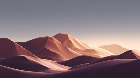 Desert landscape with sand dunes. 3d render illustration.の素材