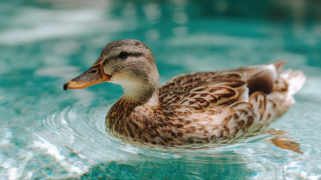 duck swimming in the water, close-up, shallow depth of fieldの素材