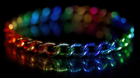 Bracelet on a black background with a colored bokehの素材