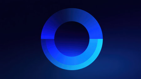 Glowing blue circle on dark background. Computer generated 3D photo rendering.の素材