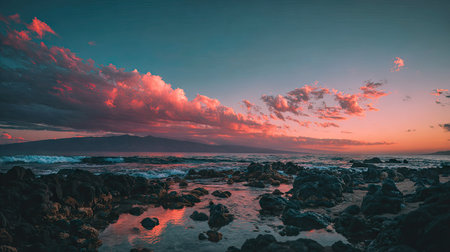 Beautiful sunset on the beach in Tenerife, Canary Islands, Spainの素材