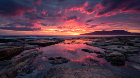 Beautiful seascape at sunset. Dramatic sky. Nature composition.の素材