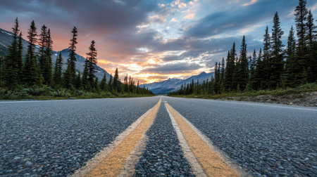 Road in Glacier National Park, Montana, United States of America.の素材