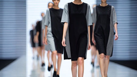 Models walk the runway during the Balmain show as part of the Paris Fashion Week Womenswear Spring/Summer 2016 in Paris, France.の素材