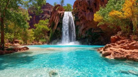 Famous Waterfall of Murchison Falls in Zion National Park, Utahの素材